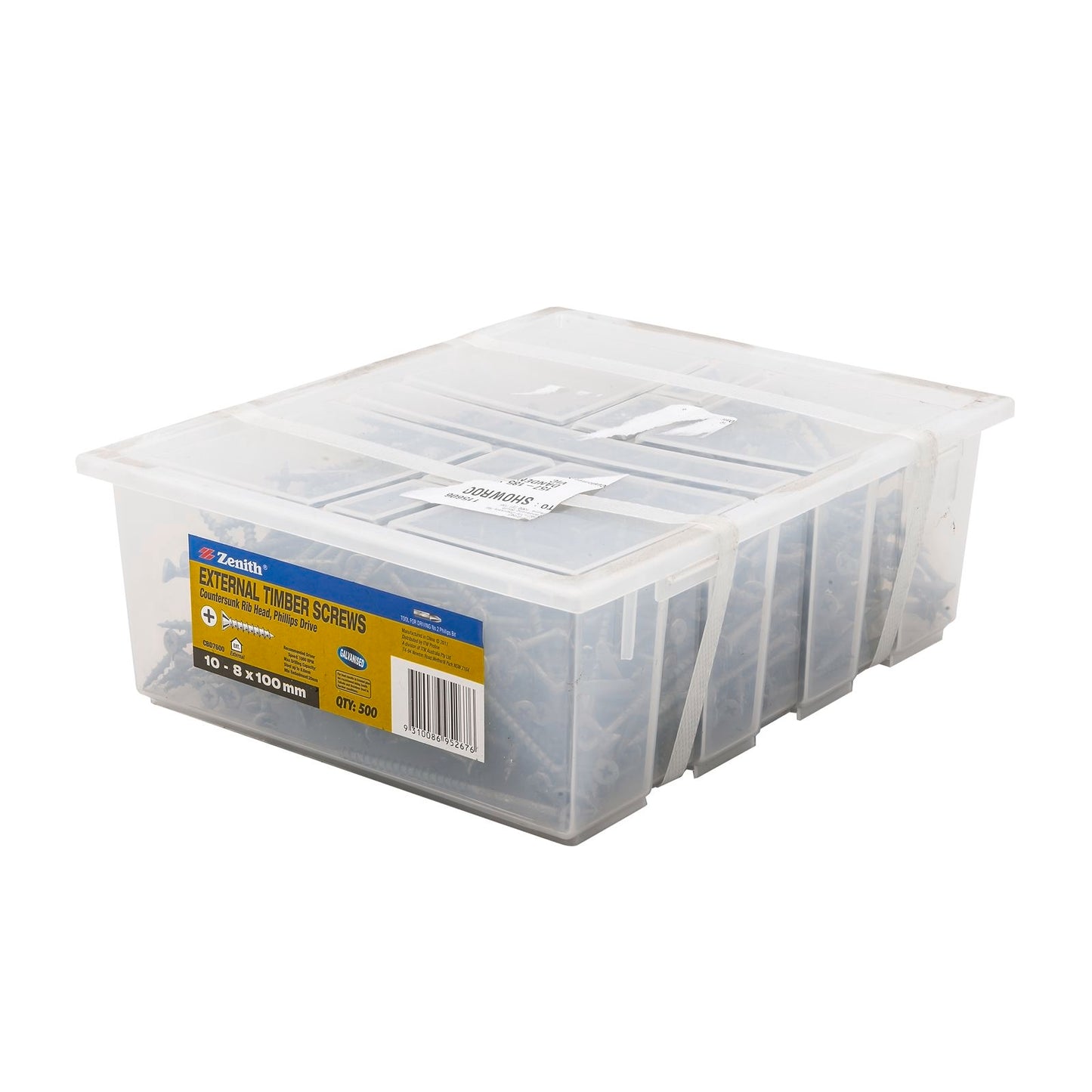 Zenith Countersunk Rib Head Timber Screws - 8 x 100mm - Galvanised - 500 Pack