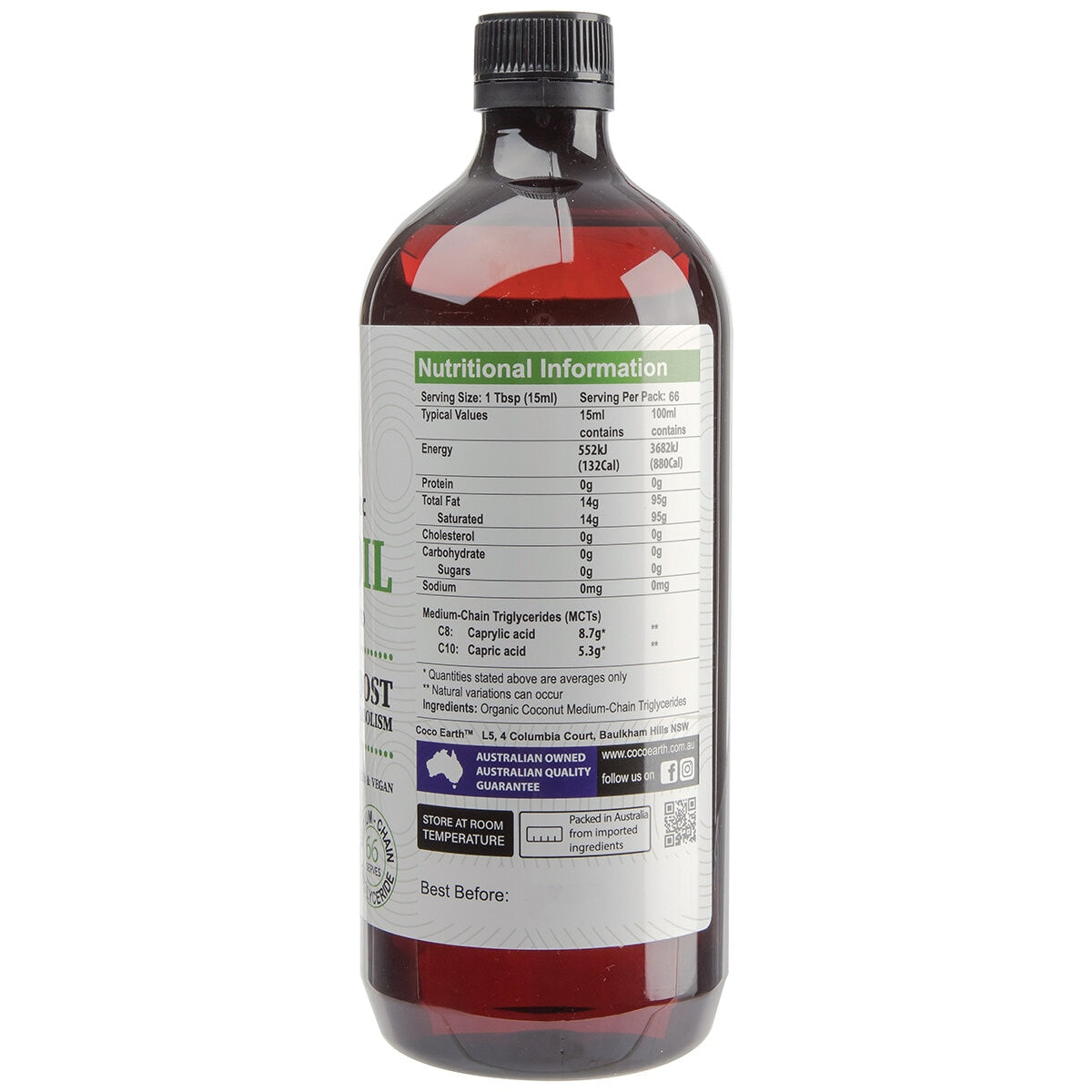 Coco Earth Organic MCT Oil 1L