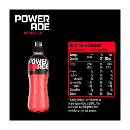 Powerade Isotonic Berry Ice Sports Drink Sipper Cap Bottle - 1L