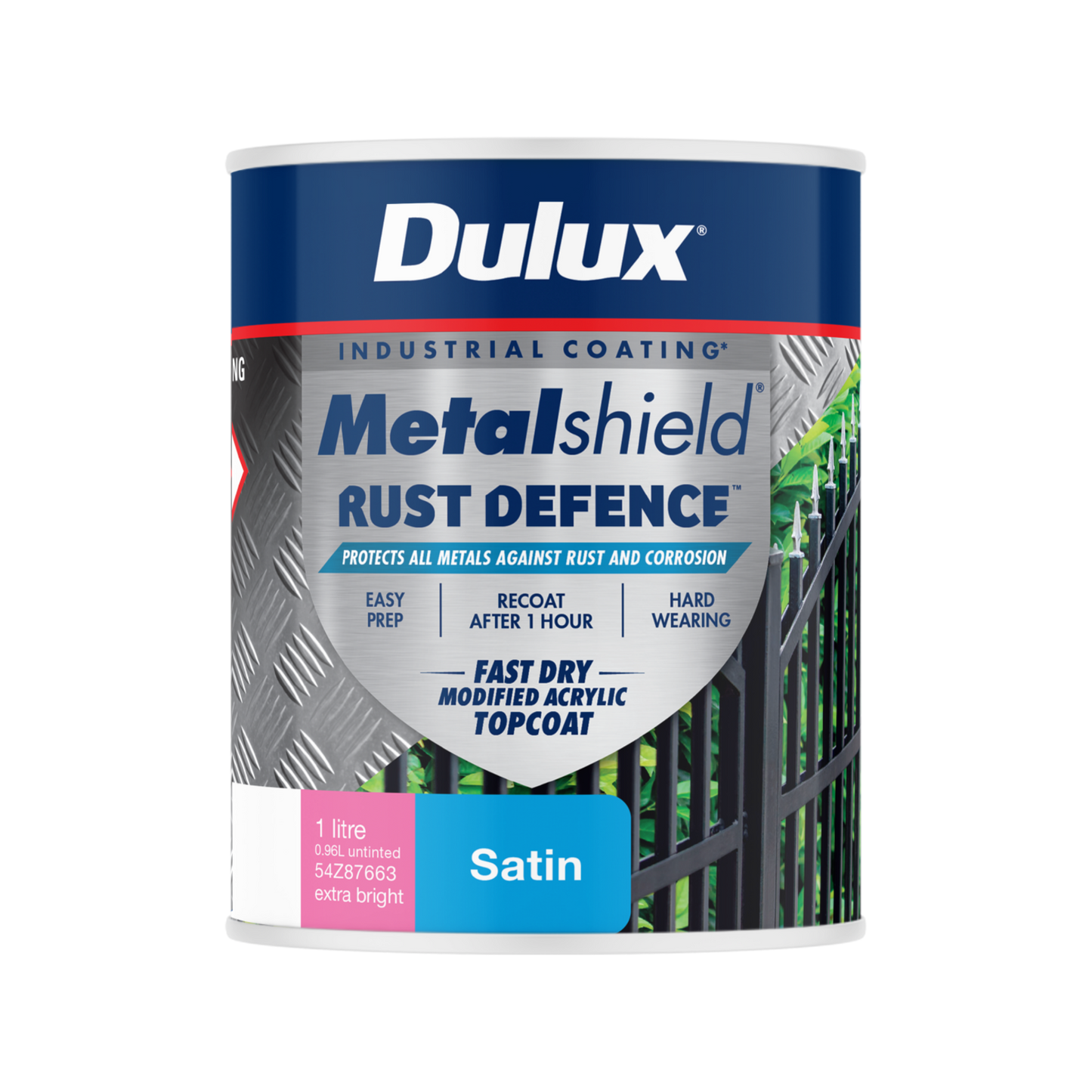 Dulux Metalshield Rust Defence - 1L - Extra Bright Base Satin