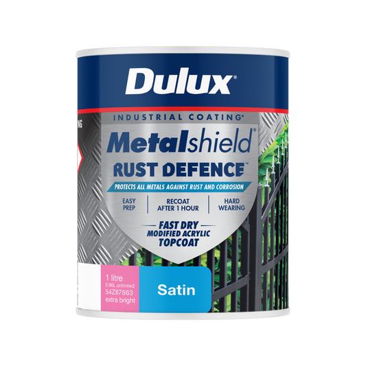 Dulux Metalshield Rust Defence - 1L - Extra Bright Base Satin