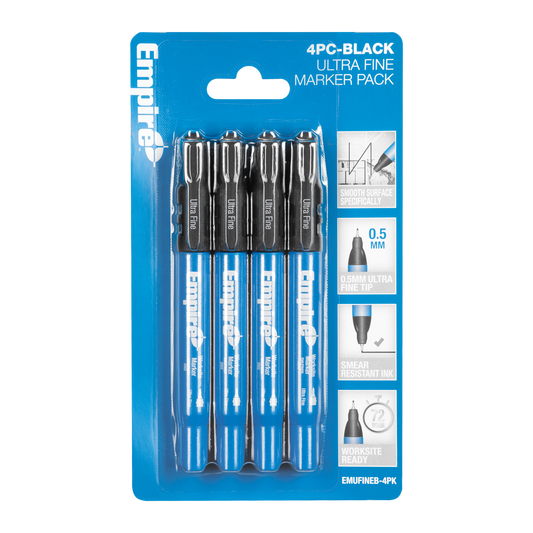 Empire Ultra Fine Black Marker - 0.5mm - 4 Pack