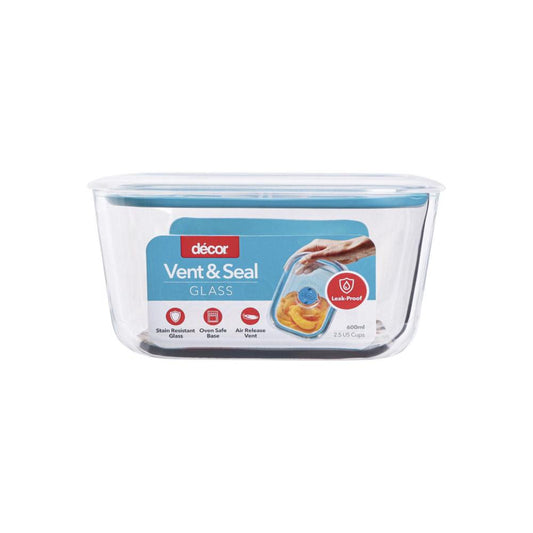 Decor Vent & Seal Leak Proof Glass Container 600ml - 1 each