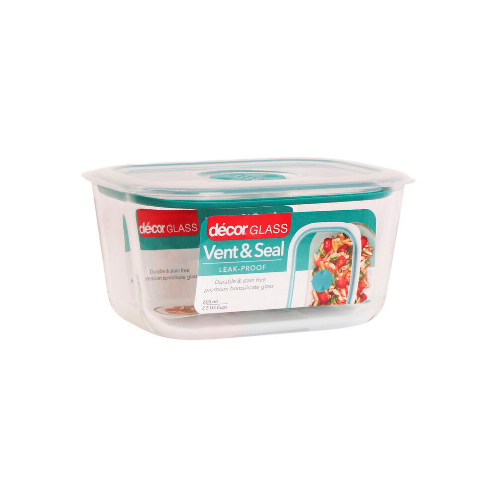 Decor Vent & Seal Glass Leak Proof Container 600ml - 1 Each