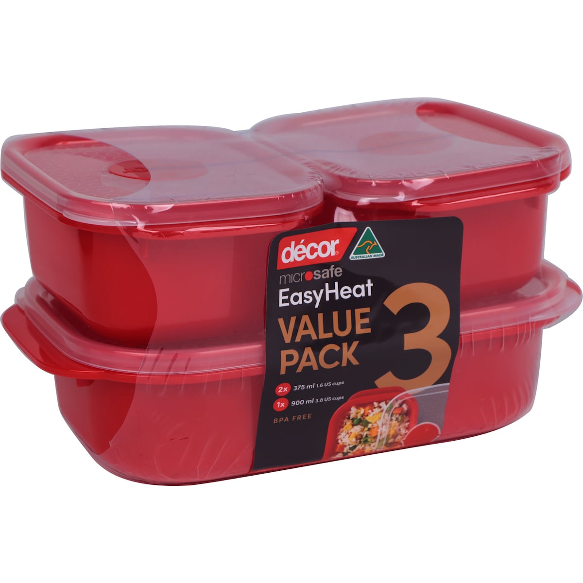 Decor Microsafe Microwavable Container Set 3 Pack
