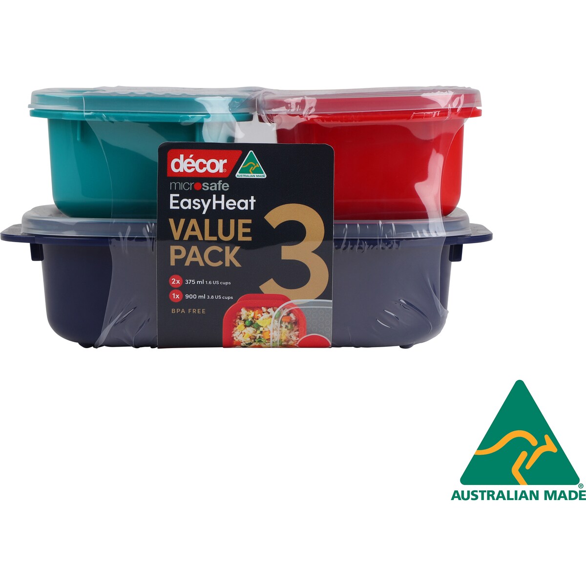 Decor Microsafe Microwavable Container Set 3 Pack