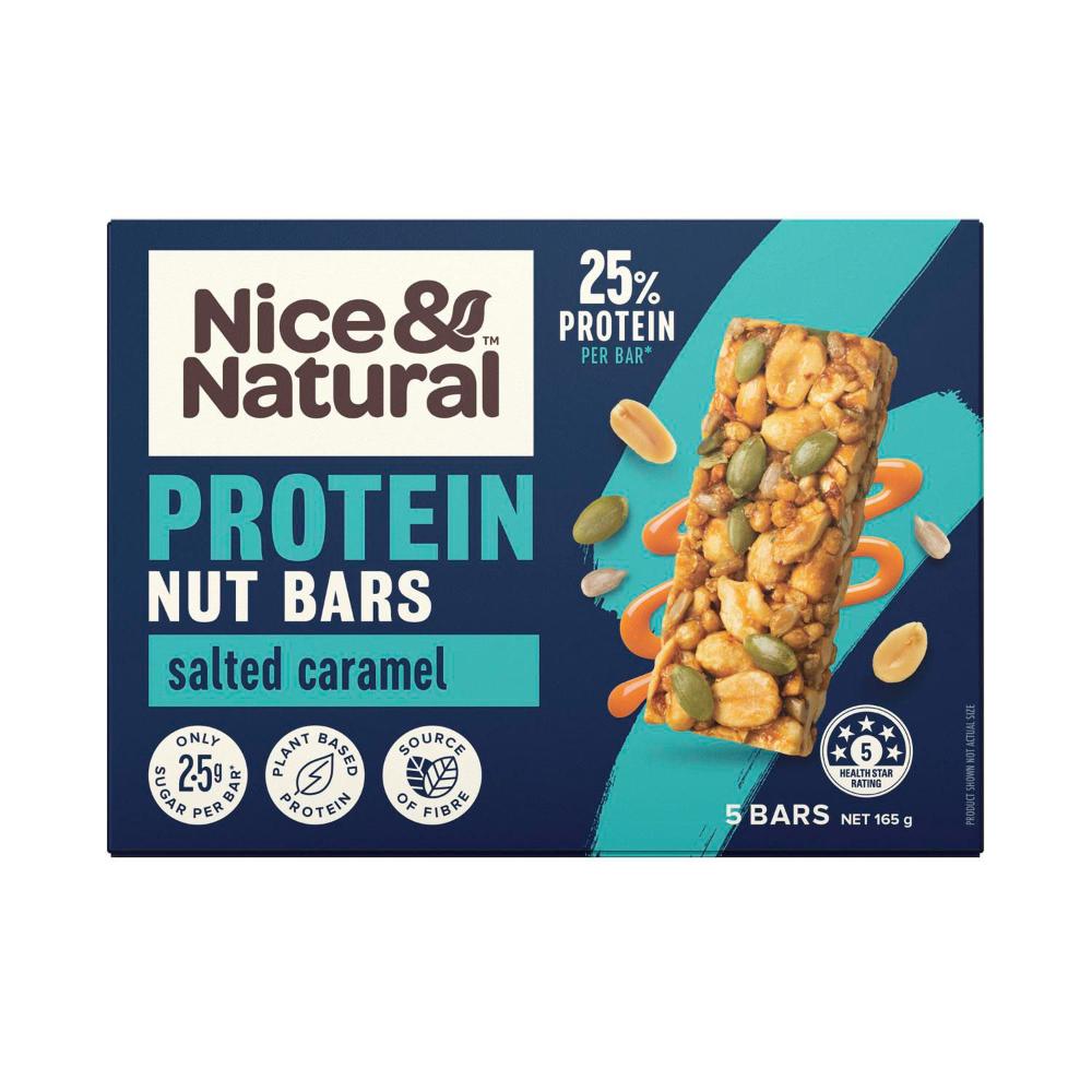 Nice & Natural Protein Nut Bars Salted Caramel With Superseeds 5 Pack - 165g