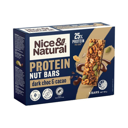 Nice & Natural Protein Nut Bars Dark Choc & Cacao 5 Pack - 165g