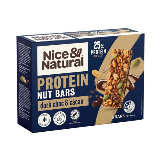 Nice & Natural Protein Nut Bars Dark Choc & Cacao 5 Pack - 165g