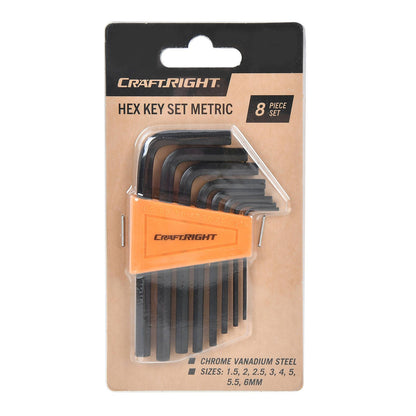 Craftright Metric Hex Key Set - 8 Piece - 1.5-6mm