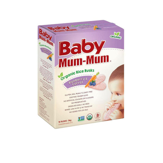Baby Mum-mum Rice Rusk Organic Blueberry & Carrot +8 Months - 36g
