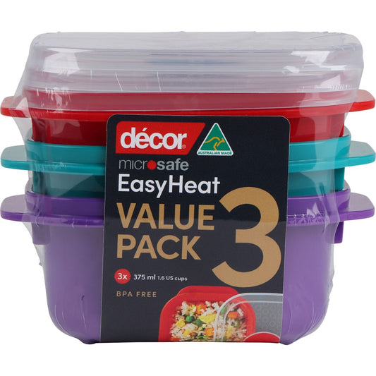 Decor Microsafe Jewel Microwavable Container Set 375ml X 3 Pack