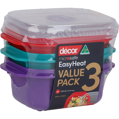 Decor Microsafe Jewel Microwavable Container Set 375ml X 3 Pack