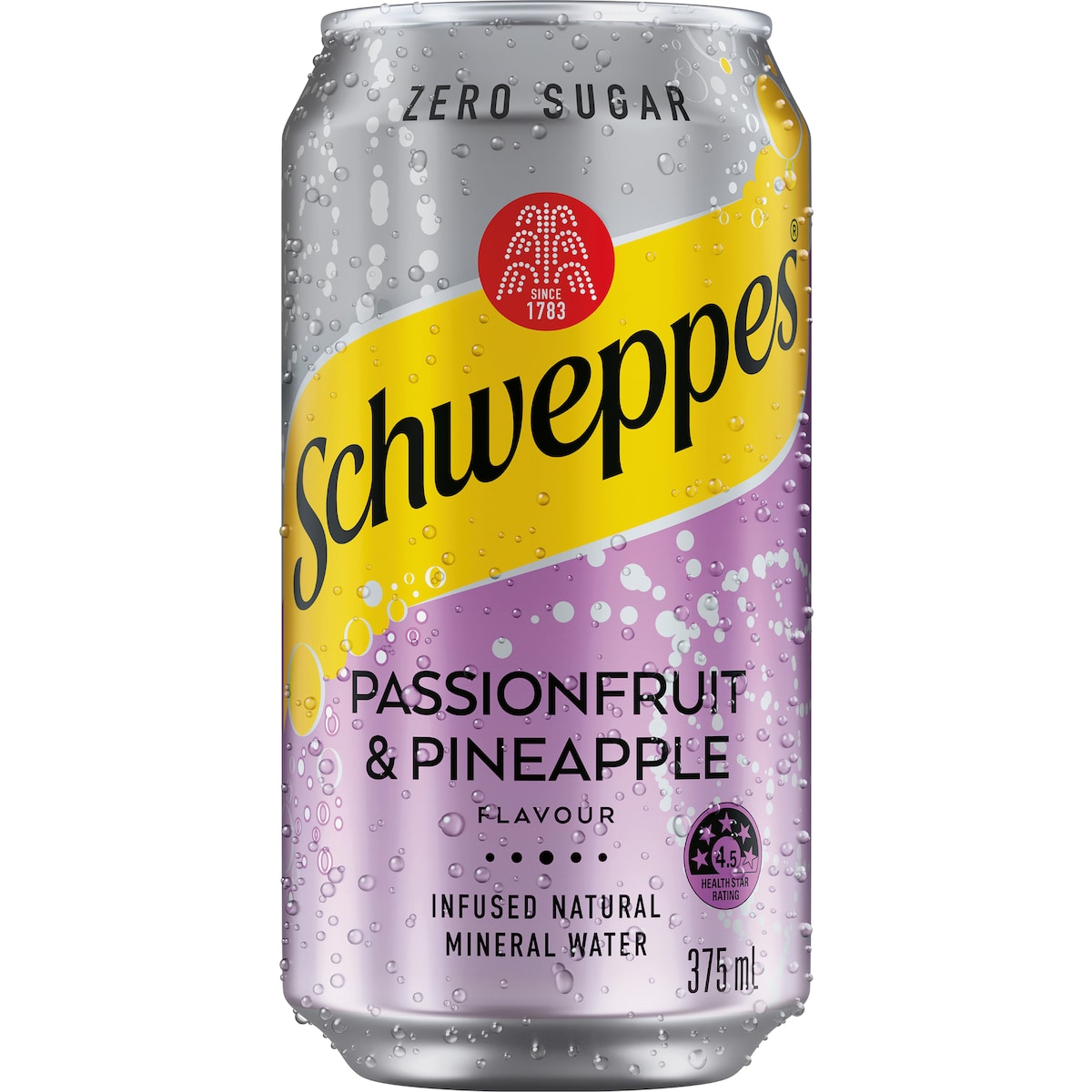 Schweppes Zero Sugar Passionfruit Pineapple Infused Water Cans 375mL x 10 pack
