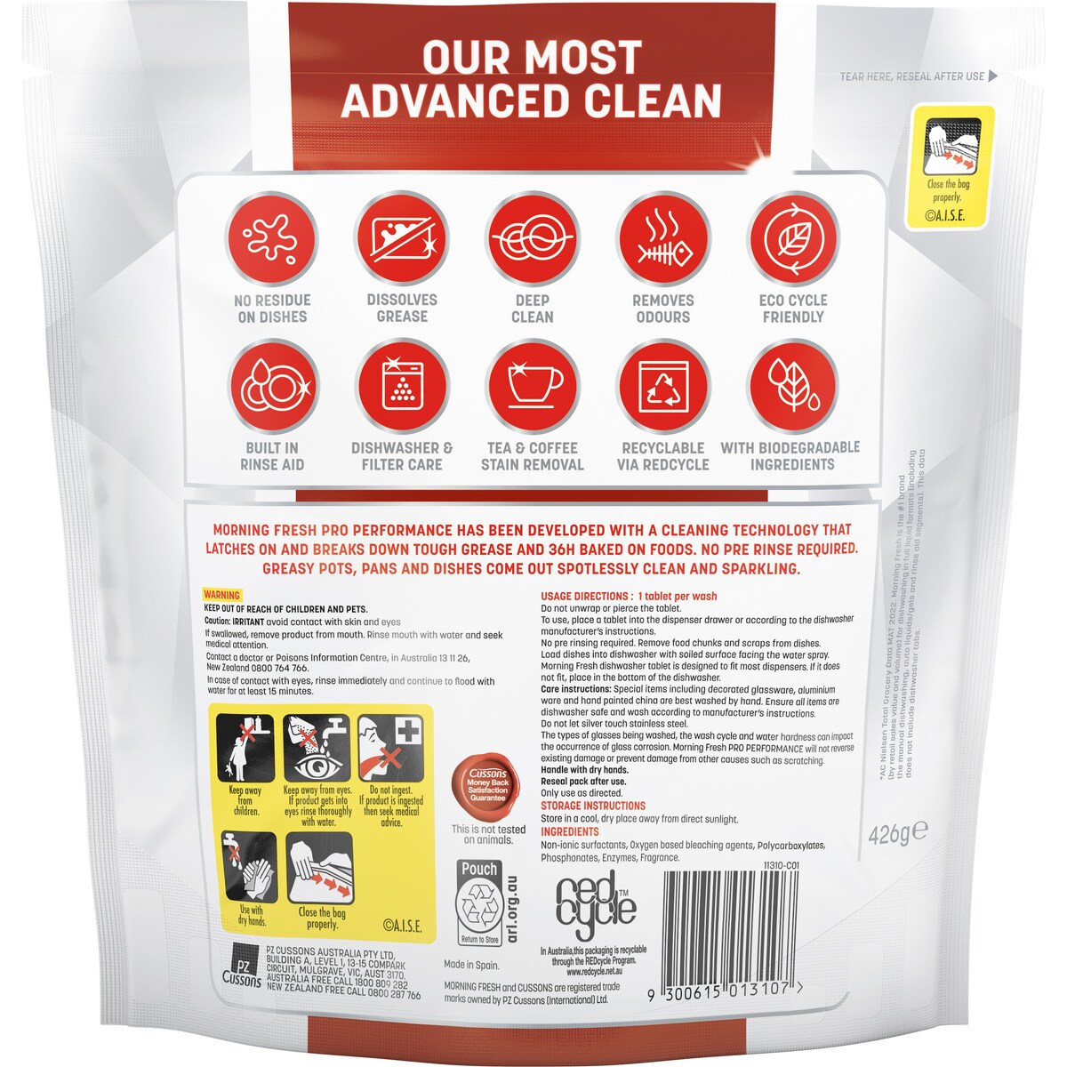 Morning Fresh Pro Performance Dishwasher Tablets Lemon 30 Pack