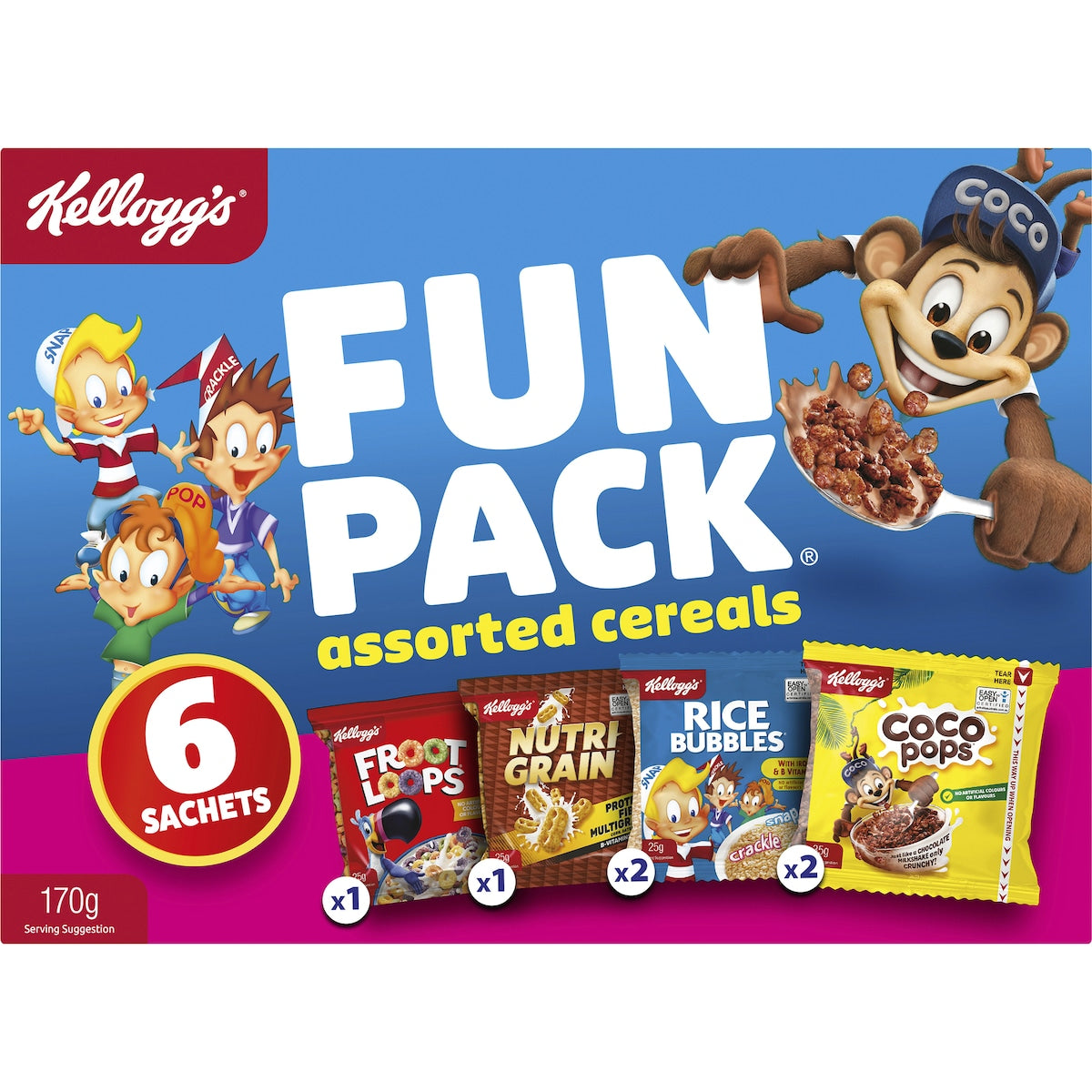 Kellogg's Fun Pack Breakfast Cereals Assorted 170g