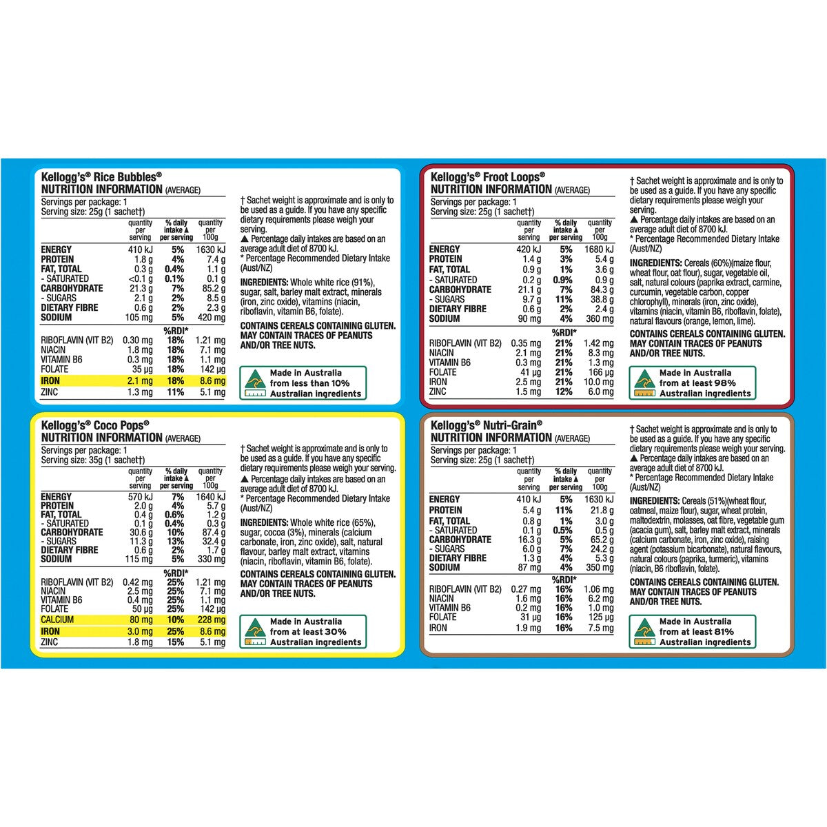 Kellogg's Fun Pack Breakfast Cereals Assorted 170g