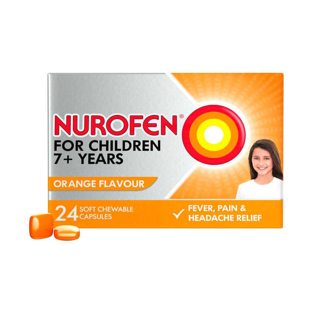 Nurofen Children 7+ 100mg Orange Chewable Capsules - 24 pack
