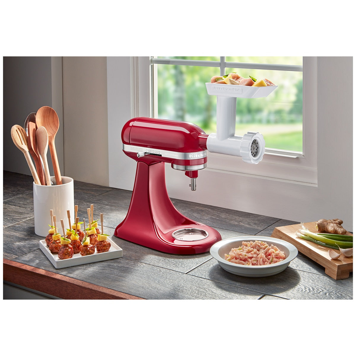 Kitchenaid Food Grinder Attachment 5KSMFGAA White Stainless Steel Plates