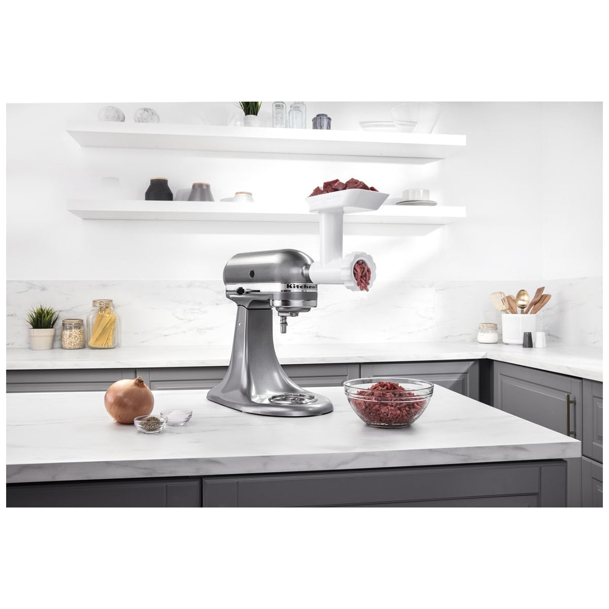 Kitchenaid Food Grinder Attachment 5KSMFGAA White Stainless Steel Plates