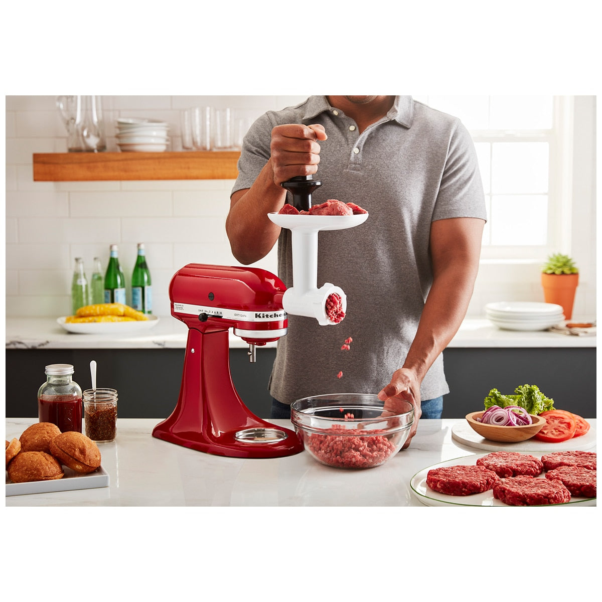 Kitchenaid Food Grinder Attachment 5KSMFGAA White Stainless Steel Plates
