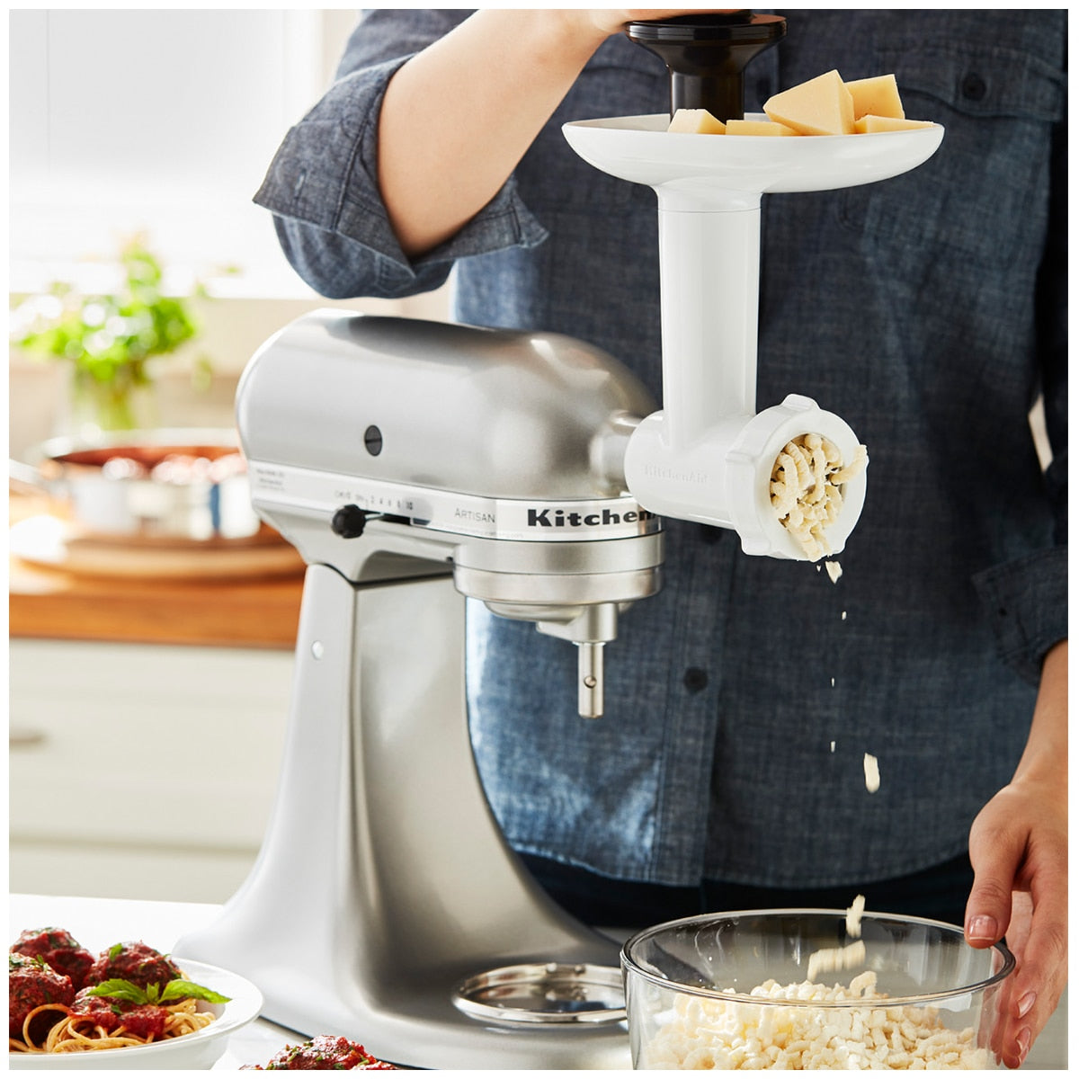 Kitchenaid Food Grinder Attachment 5KSMFGAA White Stainless Steel Plates