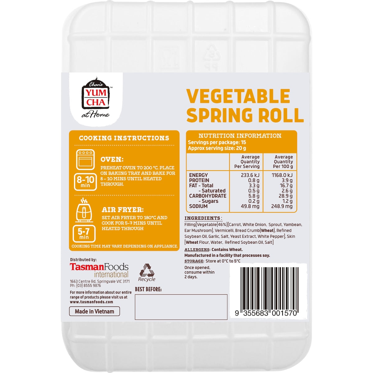 Chans Yum Cha Vegan Spring Roll 300g