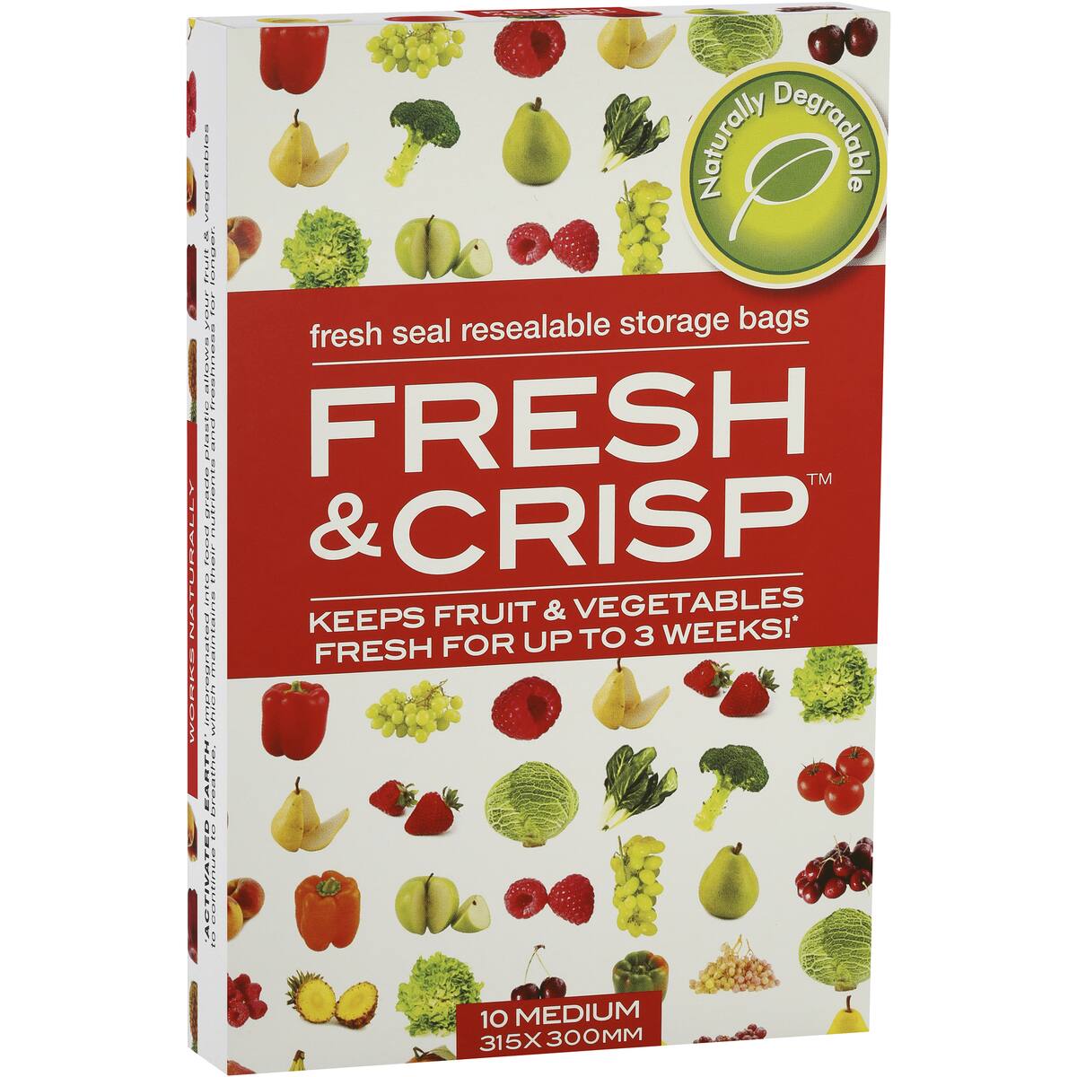 Fresh & Crisp Resealable Storage Bags Medium 10 Pack