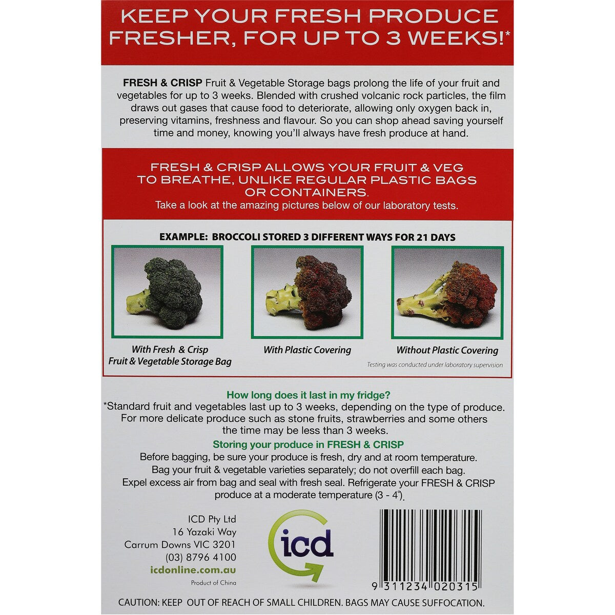 Fresh & Crisp Resealable Storage Bags Medium 10 pack