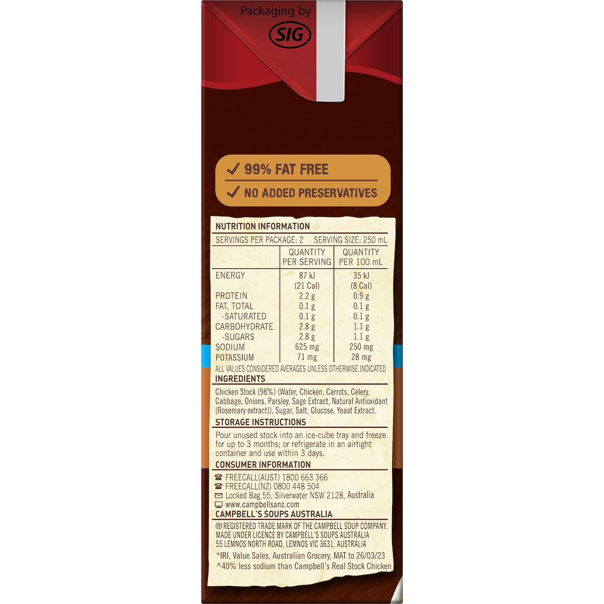 Campbells Real Stock Chicken Salt Reduced 500ml