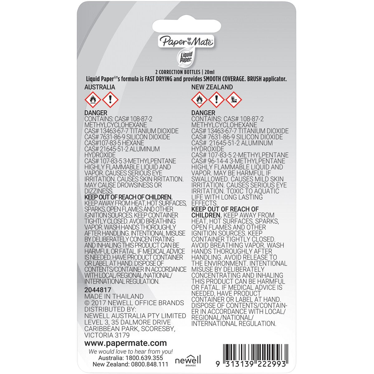Paper Mate Liquid Paper White Out, Correction Fluid 20ml 2 Pack