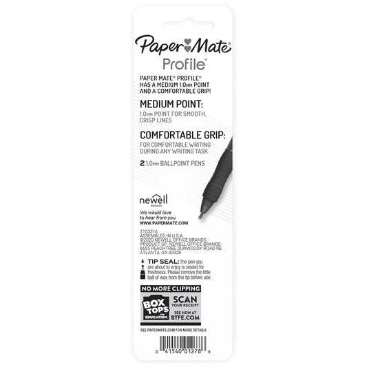 Paper Mate Profile 1.0mm Ballpoint Pens Blue 2 Pack