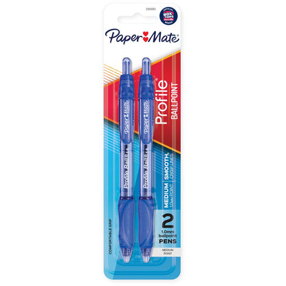Paper Mate Profile 1.0mm Ballpoint Pens Blue 2 Pack
