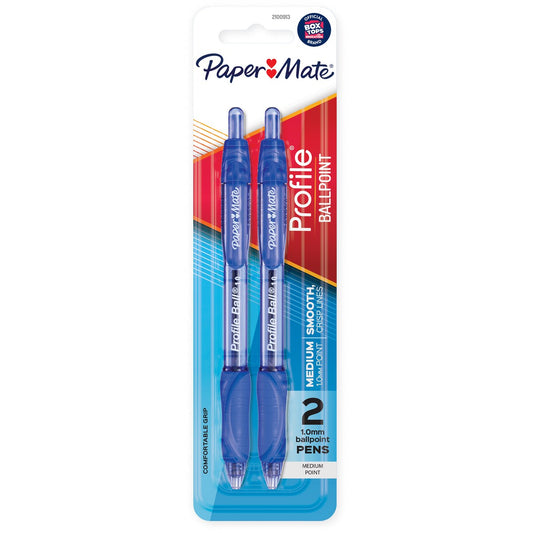 Paper Mate Profile 1.0mm Ballpoint Pens Blue 2 Pack