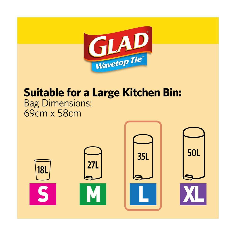 Glad Kitchen Tidy Bags Wavetop Large - 30 pack