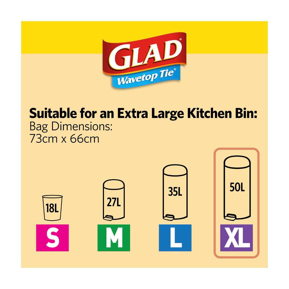 Glad Kitchen Tidy Bag Wavetop Extra Large - 20 pack