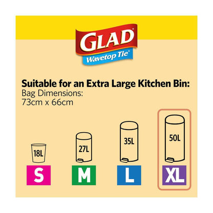 Glad Kitchen Tidy Bag Wavetop Extra Large - 20 pack