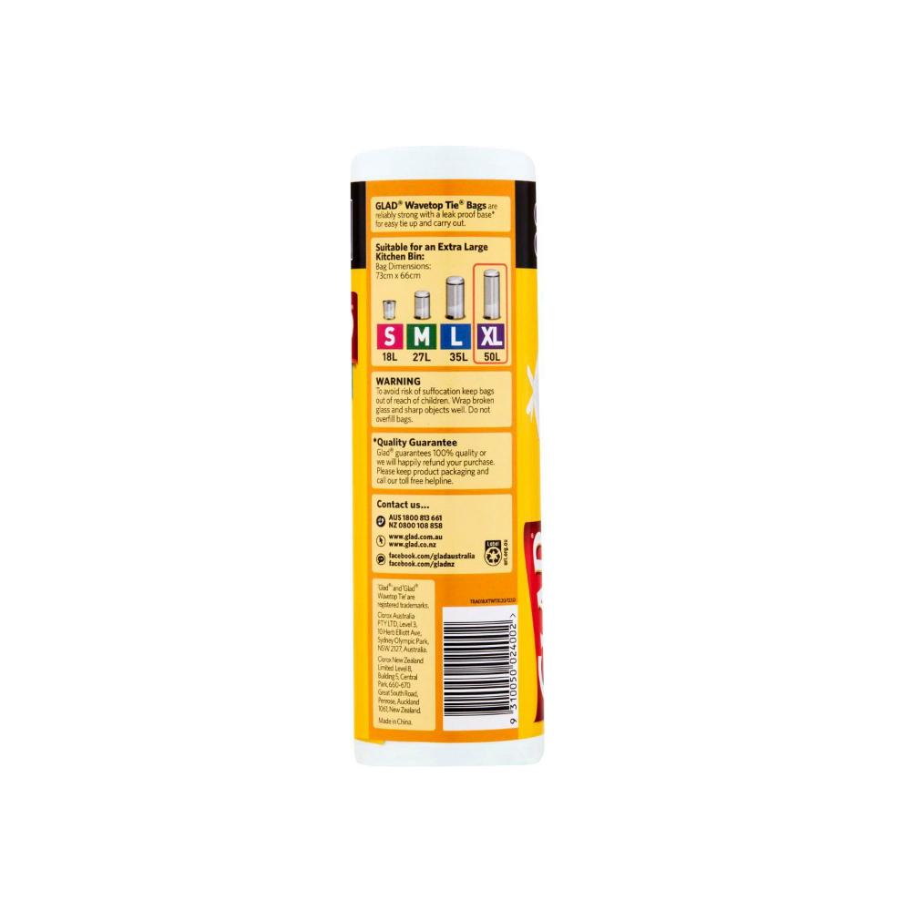 Glad Kitchen Tidy Bag Wavetop Extra Large - 20 pack