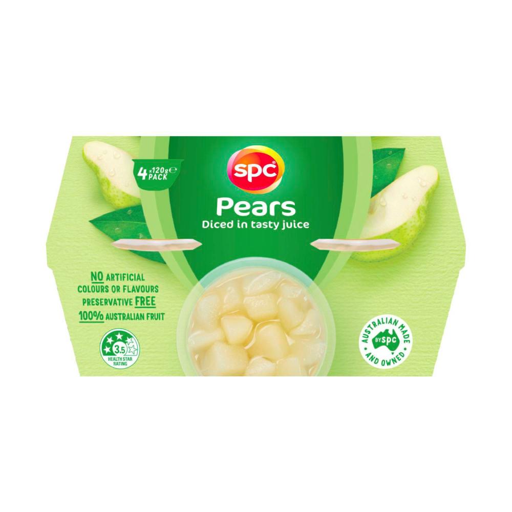 SPC Aussie Diced Pears in Juice 120g - 4 pack