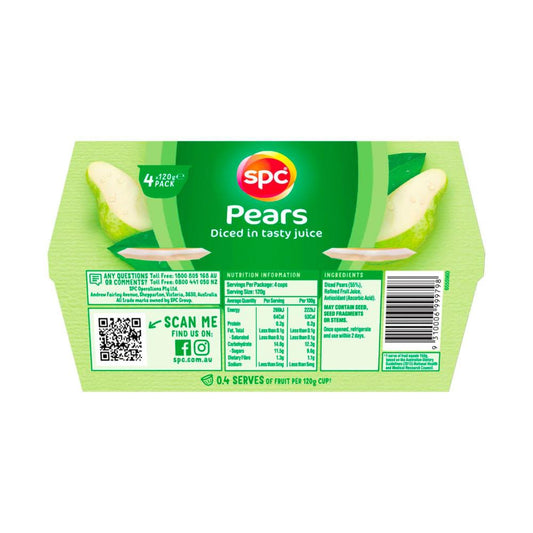 SPC Aussie Diced Pears in Juice 120g - 4 pack