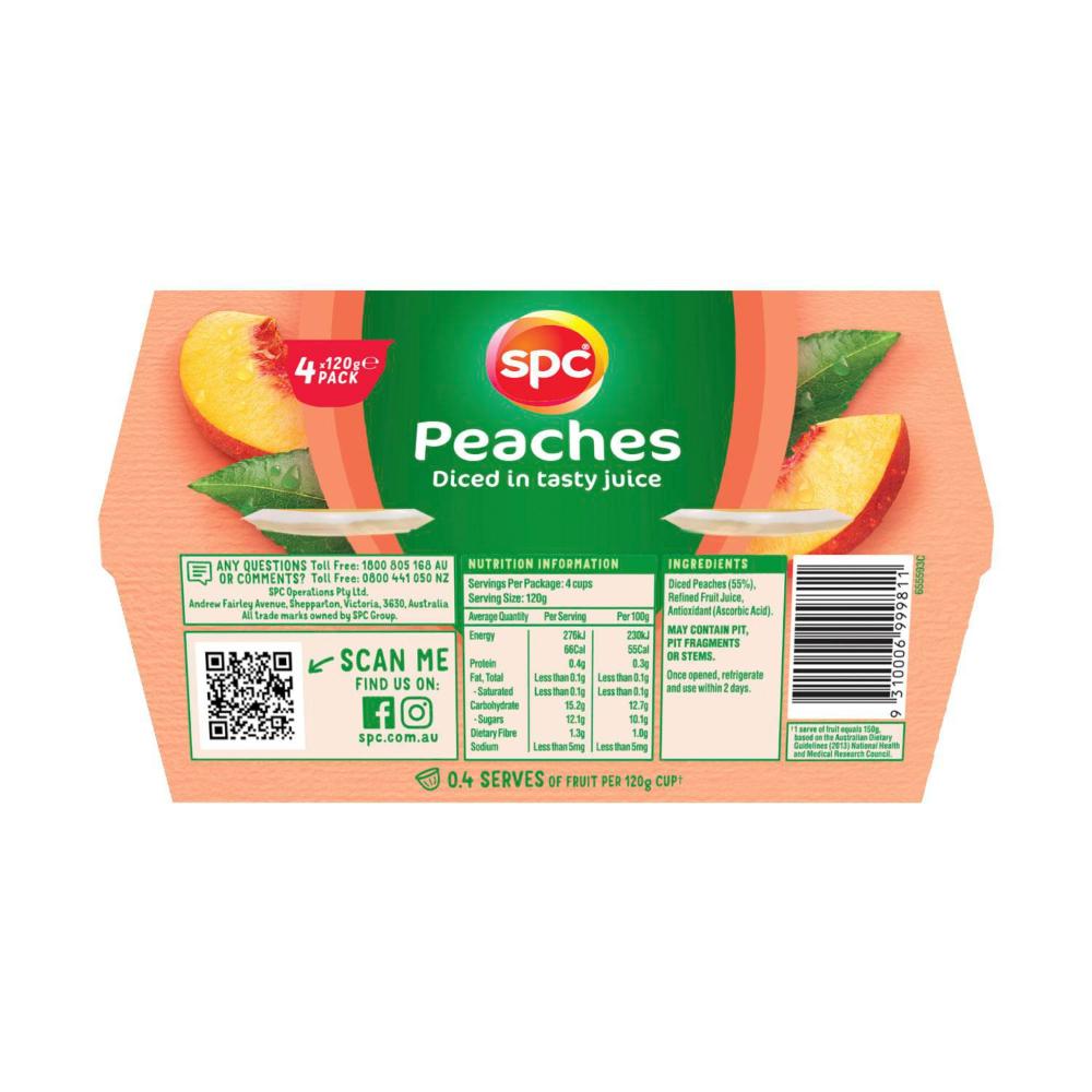 SPC Aussie Diced Peaches in Juice 120g - 4 pack