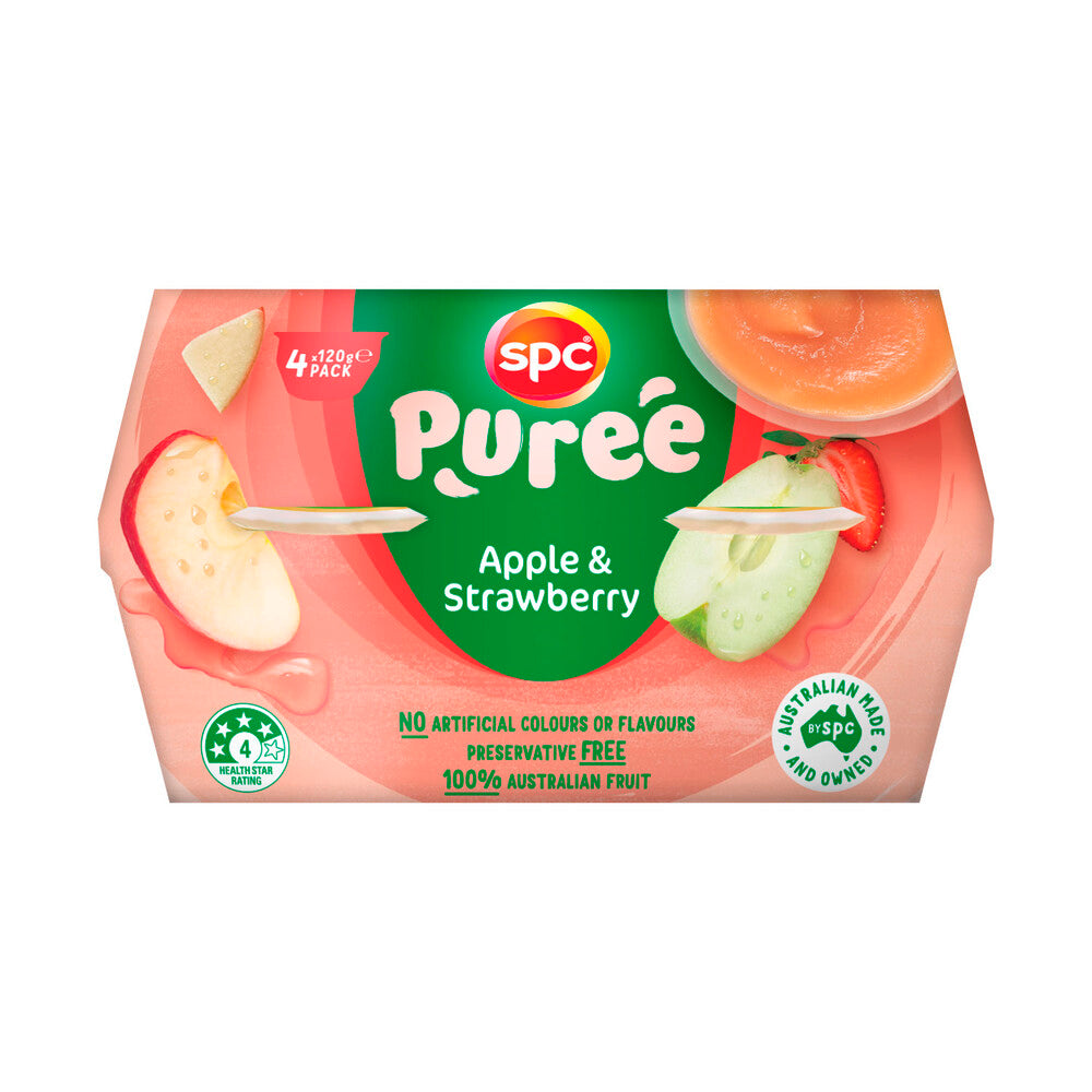 SPC Little Tubs Of Apple & Strawberry Puree 120g - 4 pack