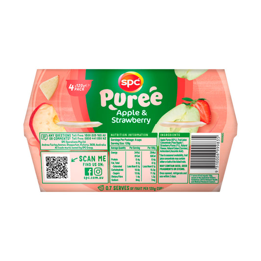 SPC Little Tubs Of Apple & Strawberry Puree 120g - 4 pack