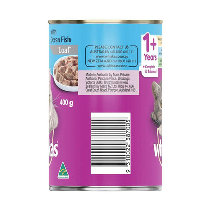 Whiskas 1+ Years Wet Cat Food Ocean Fish Loaf Can - 400g