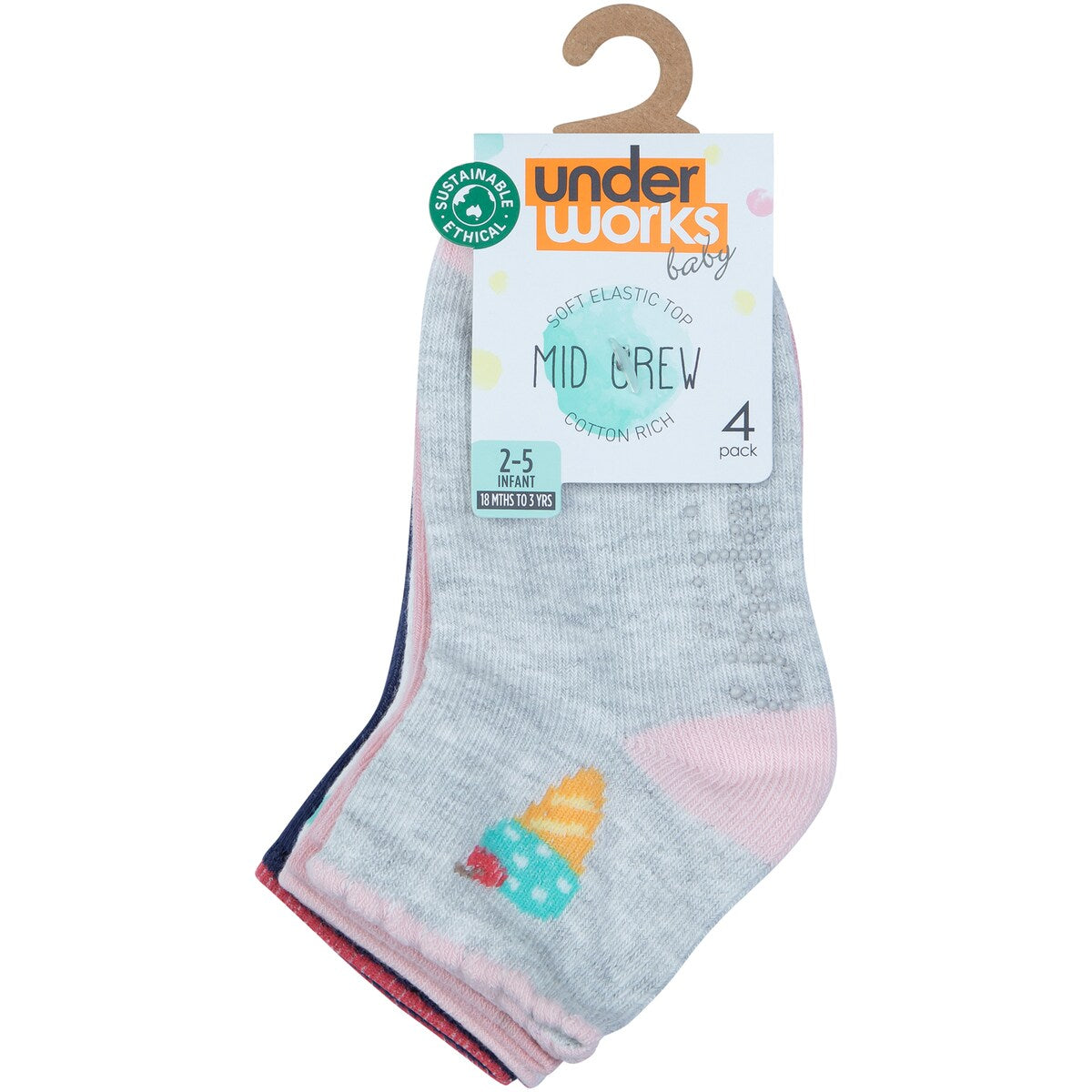 Underworks Infant Patterned Crew 4 Pack