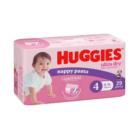 Huggies Ultra Dry Nappy Pants Girls Size 4 (9-14kg) - 29 pack
