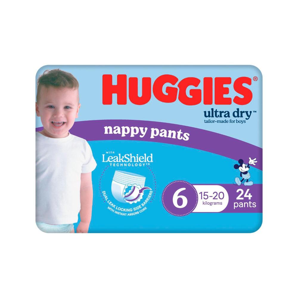 Huggies Ultra Dry Nappy Pants Boys Size 6 (15kg+) - 24 pack