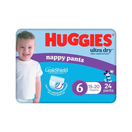 Huggies Ultra Dry Nappy Pants Boys Size 6 (15kg+) - 24 pack