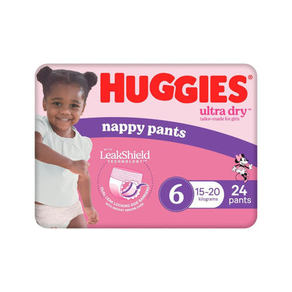 Huggies Ultra Dry Nappy Pants Girls Size 6 (15kg+) - 24 pack