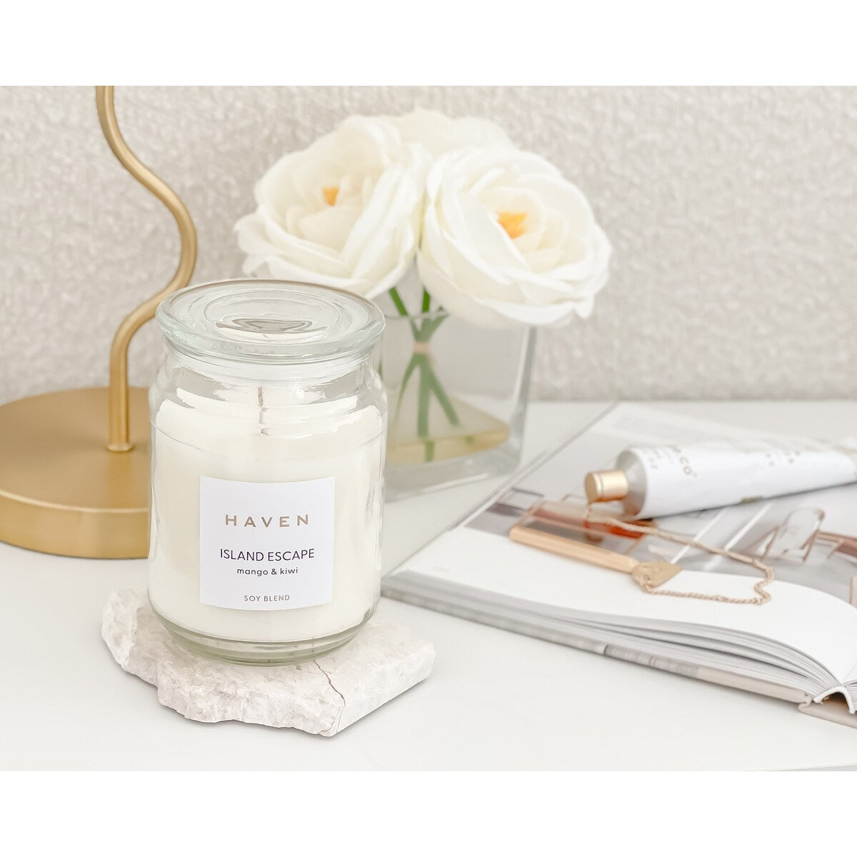 Haven Island Escape Mango & Kiwi Soy Blend Candle